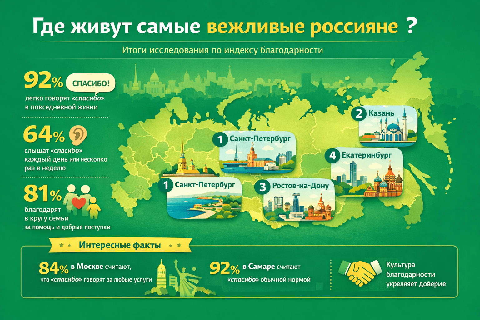 Где живут самые вежливые россияне: неожиданные лидеры рейтинга благодарности