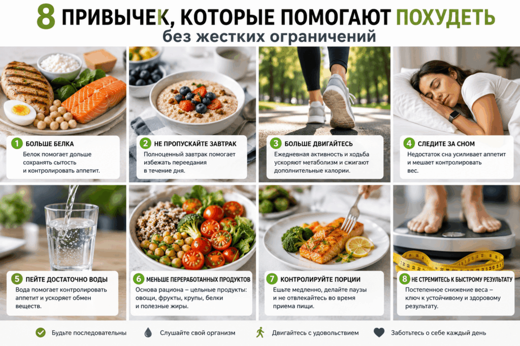 8 привычек, которые помогают похудеть без жестких ограничений 8 привычек, которые помогают похудеть без жестких ограничений