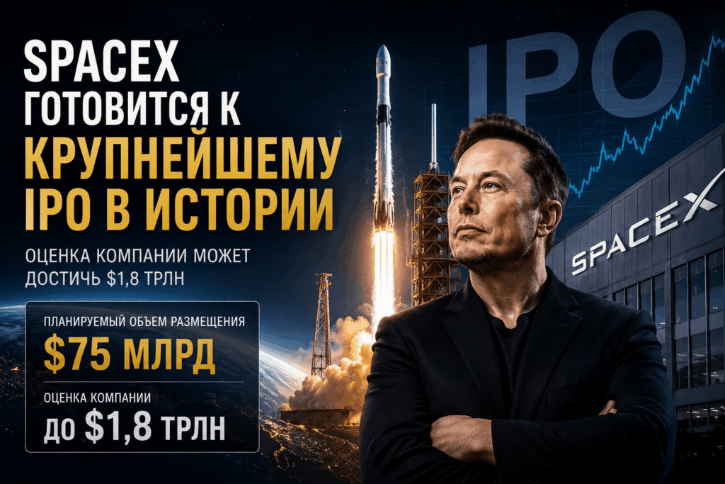 PO SpaceX может стать крупнейшим в истории: оценка компании приближается к $1,8 трлн